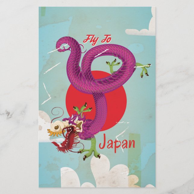 Japan Dragon Vintage Travel Poster (Front)