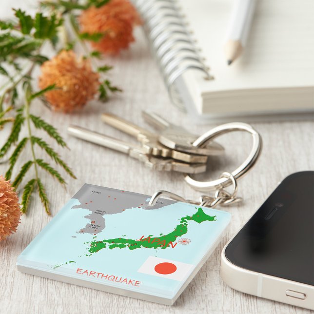 Japan Earthquake Seismic Map Key Ring (Creator Uploaded)