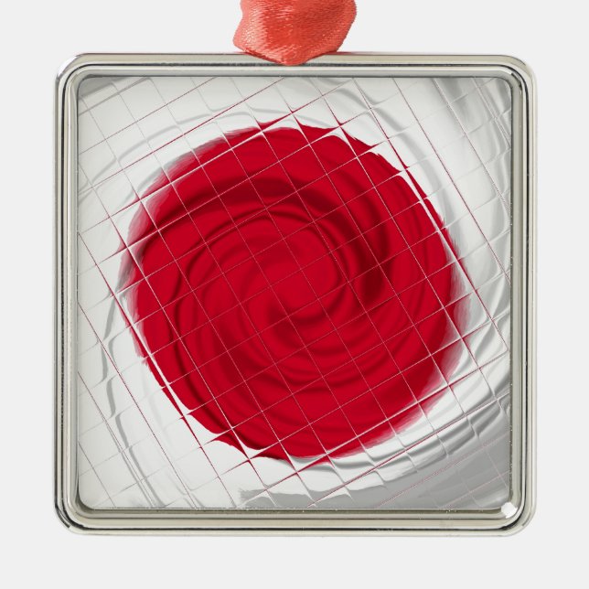 Japan Flag Artwork Metal Ornament (Front)