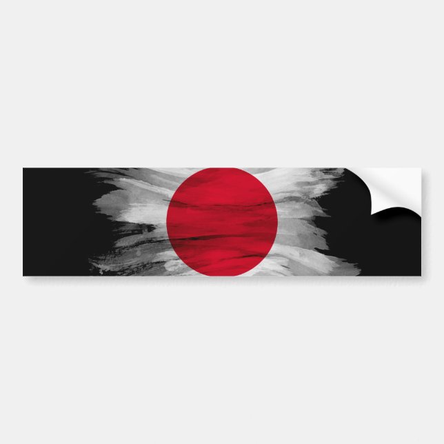 Japan flag brush stroke, national flag bumper sticker (Front)