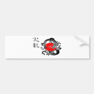 Japan Flag Fire Dragon Bumper Stickers