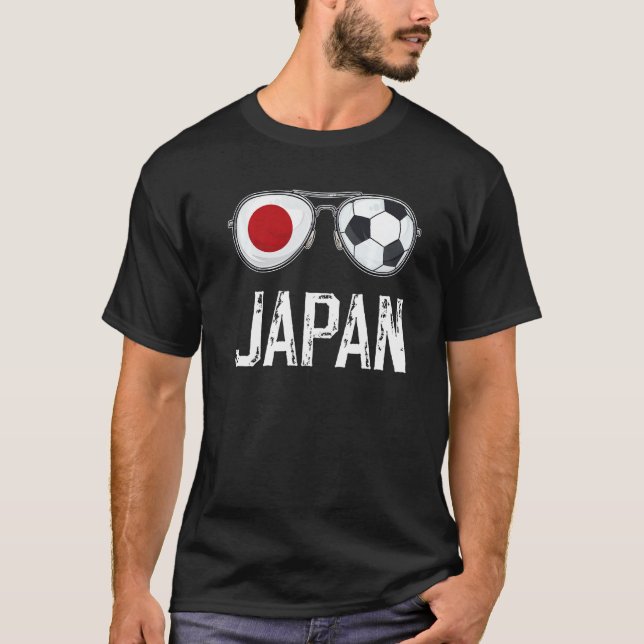 Japan Flag & Football Sunglass Japanese Fan T-Shirt (Front)