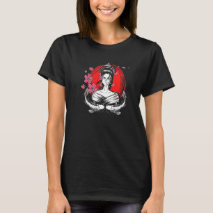 Japan Flag Geisha Fish Sakura Cherry Blossom Tree T-Shirt