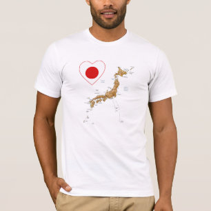 Japan Flag Heart and Map T-Shirt