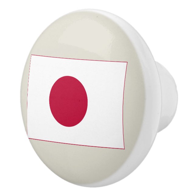Japan Flag: Hinomaru, Nisshōki, Red Rising Sun Ceramic Knob (Right)