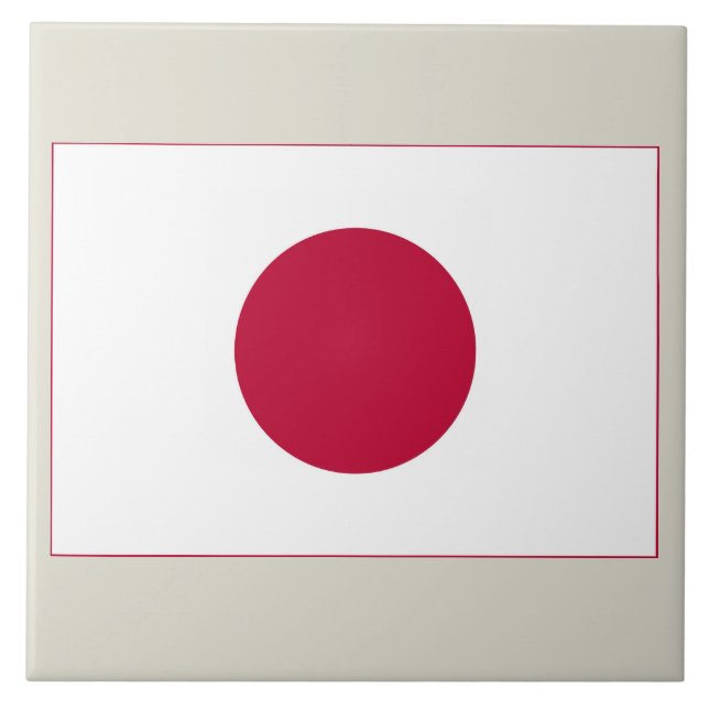 Japan Flag: Hinomaru, Nisshōki, Red Rising Sun Ceramic Tile (Front)