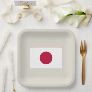 Japan Flag: Hinomaru, Nisshōki, Red Rising Sun Paper Plate