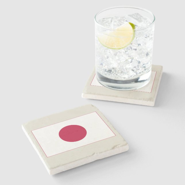 Japan Flag: Hinomaru, Nisshōki, Red Rising Sun Stone Coaster (Side)