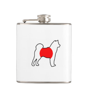 Japan-flag in shiba silhouette hip flask