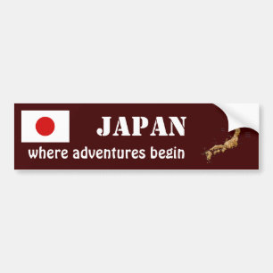 Japan Flag + Map Bumper Sticker