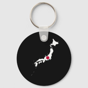 Japan flag on the map key ring