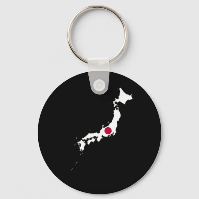 Japan flag on the map key ring (Front)