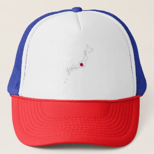 Japan flag on the map trucker hat