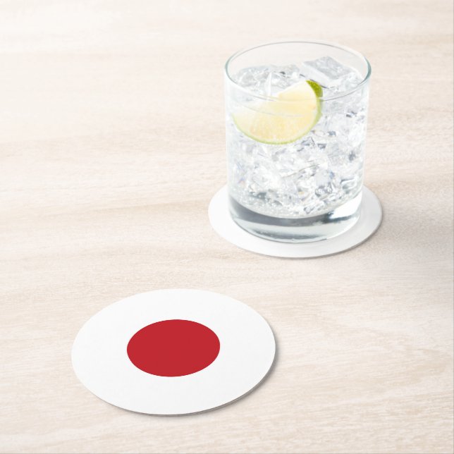 Japan flag round paper coaster (Insitu)