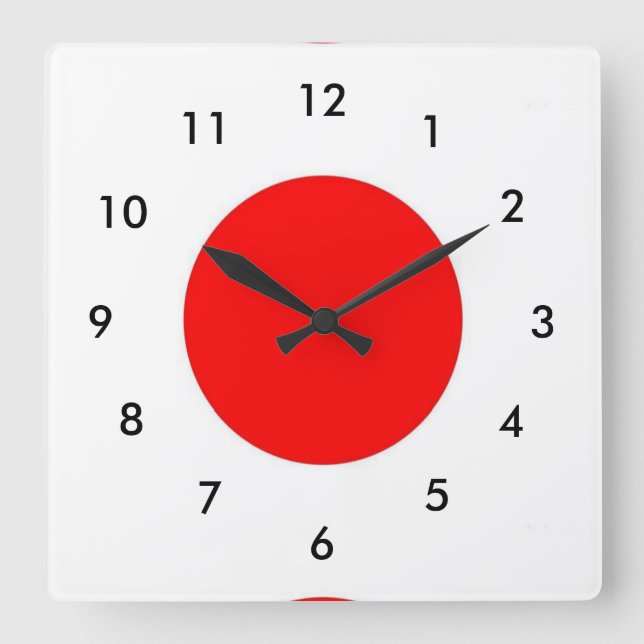 Japan Flag Square Wall Clock (Front)