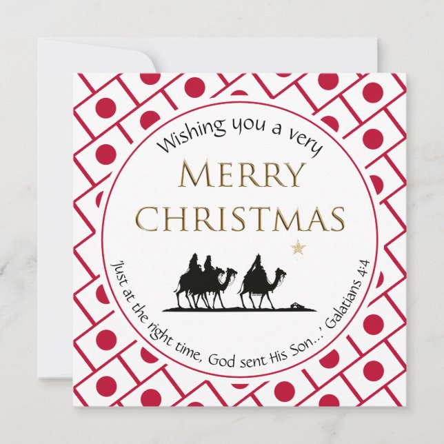 JAPAN FLAG Three Wise Men Japanese Christmas Holiday Card (Front)