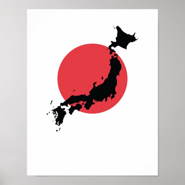 Japan Flagge Kartenumriss Poster (Front)