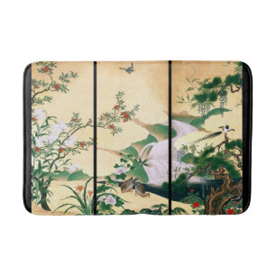 Japan Floral Screen Birds Animals Bath Mat