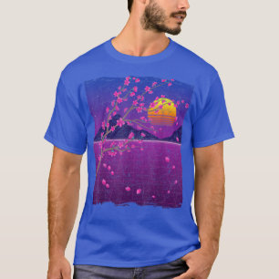 Japan Flower Sakura Vaporwave Sunset Cherry Blosso T-Shirt