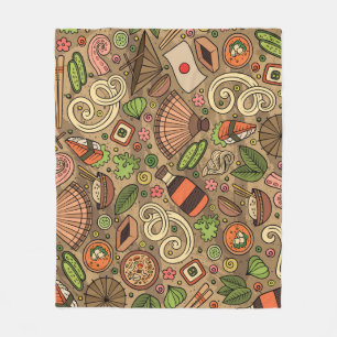 Japan Food: Cute Hand Drawn Fleece Blanket