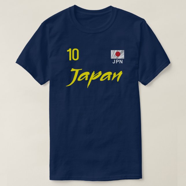 Japan Football Soccer Number 10 Flag T-Shirt (Design Front)