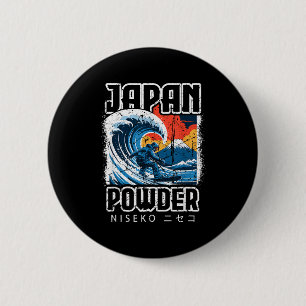 Japan hokusai snowboarding niseko japanese katakan 6 cm round badge