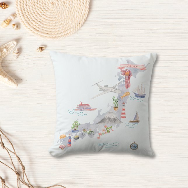 Japan Illustrated Map Cushion (In situ)