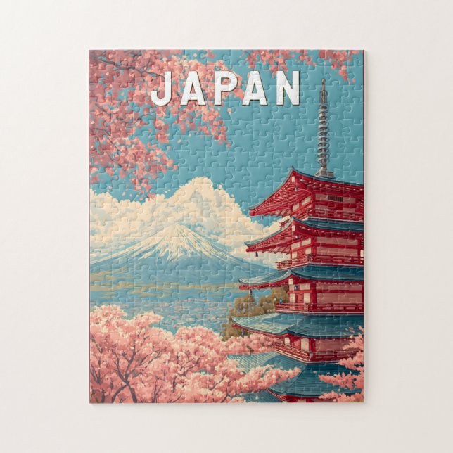 Japan Illustration Travel Art Vintage Jigsaw Puzzle (Vertical)