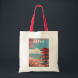 Japan Illustration Travel Art Vintage Tote Bag<br><div class="desc">Japan retro vector travel design. From Tokyo’s vibrant streets and Kyoto’s historic shrines to the majestic Mount Fuji and spring cherry blossoms,  Japan offers a perfect blend of culture,  nature,  and innovation for travelers around the world.</div>