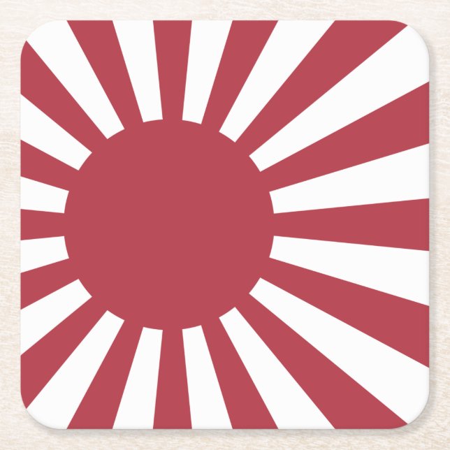 Japan Imperial Rising Sun Flag, Edo to WW2 Square Paper Coaster (Front)