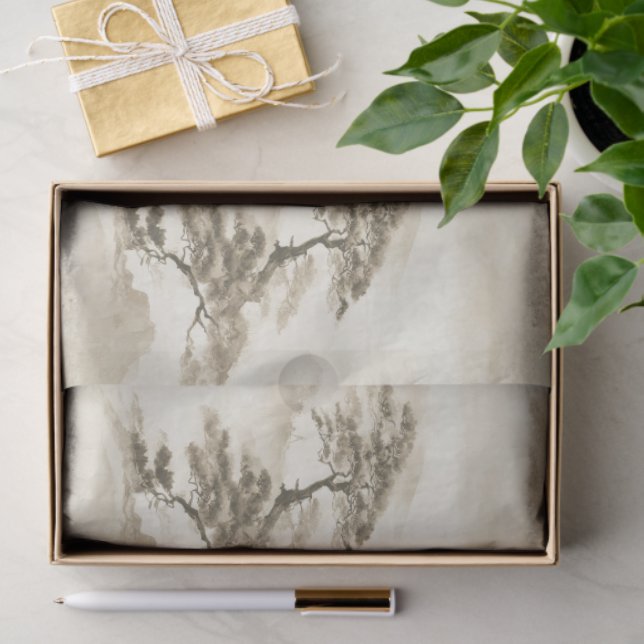 Japan Ink Landscape Minimal Misty Mountain Tissue Paper (Gift)