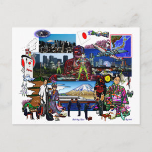 Japan Japanese Archipelago Collage Postcard