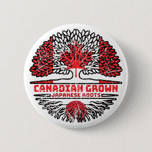 Japan Japanese Canadian Canada Tree Roots Flag 6 Cm Round Badge
