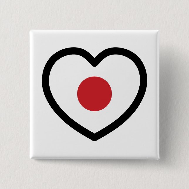 Japan | Japanese Flag Heart 15 Cm Square Badge (Front)