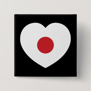 Japan   Japanese Flag Heart 15 Cm Square Badge