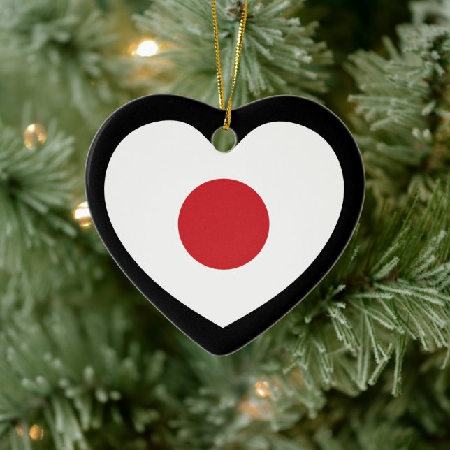 Japan | Japanese Flag Heart Ceramic Ornament (Tree)