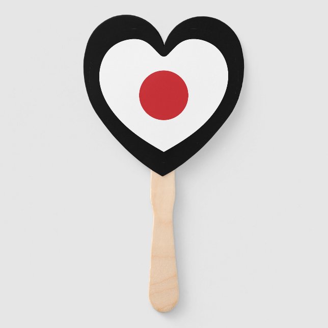 Japan | Japanese Flag Heart Hand Fan (Front)