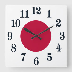 Japan - Japanese flag - Hinomaru Square Wall Clock