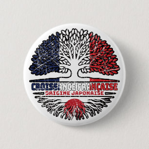 Japan Japanese French France Tree Roots Flag 6 Cm Round Badge
