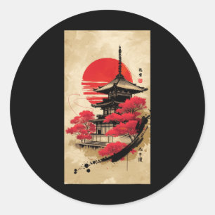 Japan Japanese Kyoto Tokyo Shrine Temple Classic Round Sticker