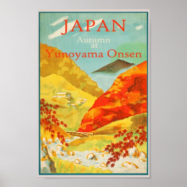 Japan Japanese Vintage Autumn Travel Poster (Front)