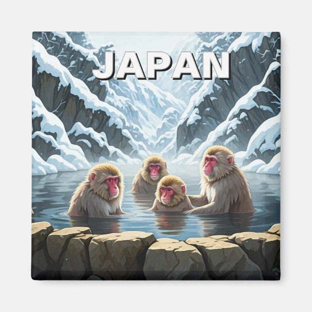 Japan Jigokudani Monkey Park Snow Monkeys Magnet (Front)