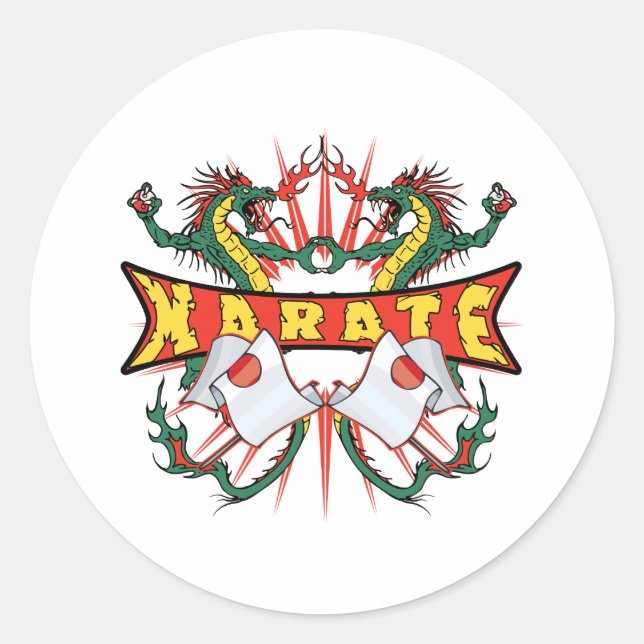 Japan Karate Dragons Classic Round Sticker (Front)