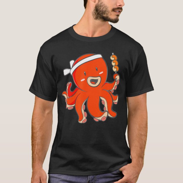Japan Kawaii Anime Octopus Sushi Chef Traditional  T-Shirt (Front)