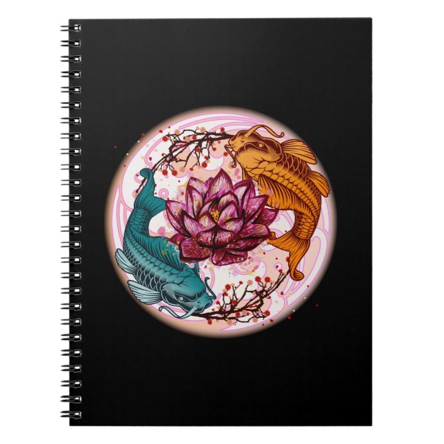 Japan Koi Fish Anime Water Lily Pastel Goth Notebook (Front)