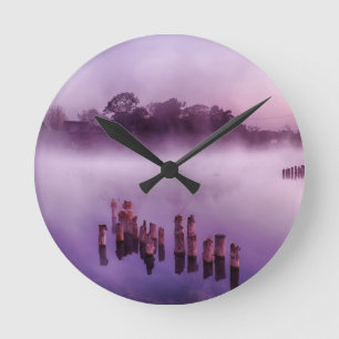 Japan Kumamoto Floating Island Fog Lake Morning Round Clock