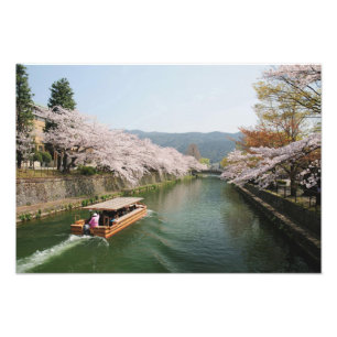 Japan, Kyoto. Flower viewing on the boat Photo Print