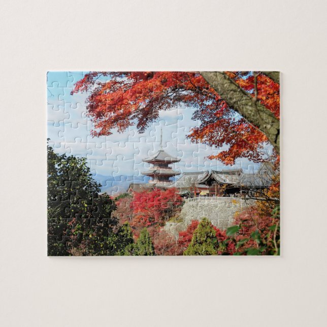 Japan, Kyoto. Kiyomizu temple in Autumn colour Jigsaw Puzzle (Horizontal)