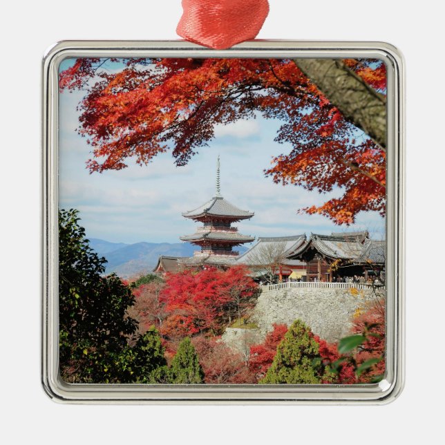 Japan, Kyoto. Kiyomizu temple in Autumn colour Metal Ornament (Front)