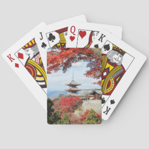 Japan, Kyoto. Kiyomizu temple in Autumn colour Playing Cards